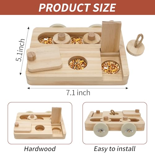 Wooden Bird Foraging Puzzle Feeder for Small Parrots, 7.2 x 5.4 Inch