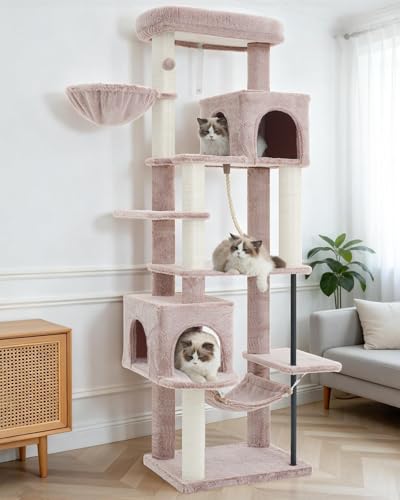 Gitelsnour Cat Tree, Cat Tower with Sturdy Steel Tube, Large Perch GCT024MU - color: Muchroom, size: 70.5 inches
