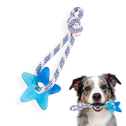 Dog Chew Toys for Aggressive Chewers, Multiple Textures & Rope, ndestructible Tough Durable Interactive Dog Toys, Puppy Chew Toys for Teething， Blue Five-Pointed Star - style: Star Shape