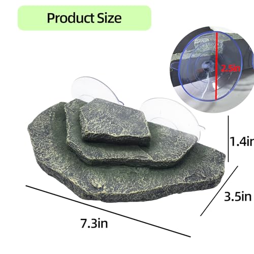 kathson Turtle Basking Platform Dock Rock,Resin Floating Resting Terrace - color: Teal：7.3”L×3.5”W×1.4”H