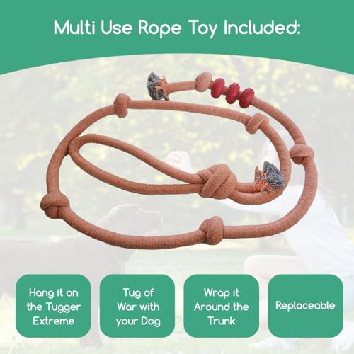 Tumbo Tugger Xtreme - Large Dogs - 1000 lb Breaking Strength - Dog Tree Hanging Bungee Tug Toy for Exercise - Outdoor Play Cord & Tugger - Spring Pole Rope Toy - Dog Playground Backyard