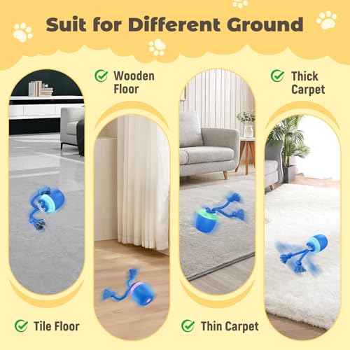 Interactive Dog Toys, Automatic Moving and Rolling Dogs Toy with Rope for Medium/Large Dogs, Interactive Dog Ball to Keep Them Busy(Blue) - color: Blue, size: Medium Large