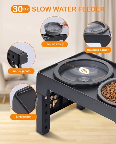 LALOBLUE Collapsible Dog Bowls Raised Elevated Adjust Stand