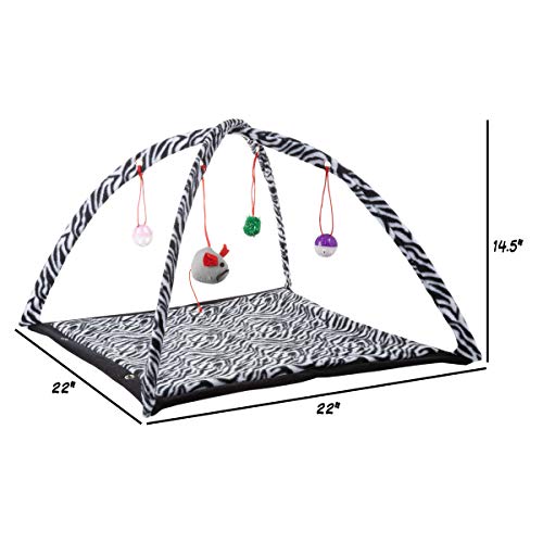 PETMAKER Cat Activity Center- Interactive Play Area Station for Cats, Kittens with Fleece Mat, Hanging Toys, Foldable Design for Exercise, Napping - style: Mat