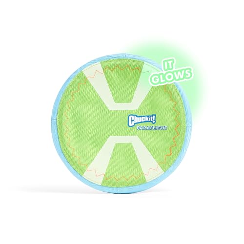 Chuckit! Max Glow Paraflight Flying Disc Dog Toy, Large, 1 Pack - color: Green/Max Glow, size: Large