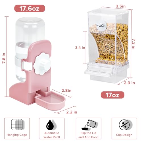 Lemtrflo No Mess Bird Feeder Water Dispenser Set, Automatic Bird Feeder - color: pink