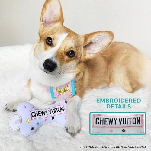 Haute Diggity Dog Chewy Vuiton Bone Plush Dog Toy, Designer Parody Toy - color: White Bone, size: Large