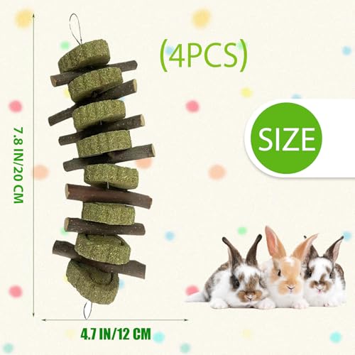 kathson Rabbit Chew Toys,Bunny Grind Teeth 100% Natural Organic Apple Wood Stick Improve Rodent Health Rabbits Hamsters Squirrel Guinea Pig(4 Pieces) - color: 【Style C】