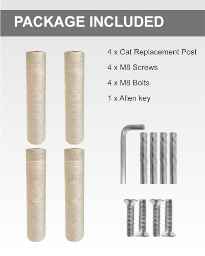 TIMHAKA Cat Scratching Post Replacement, 4 PCS 15.7 inch Sisal Pole