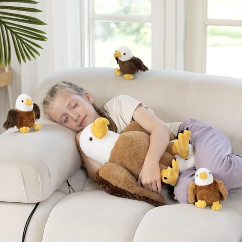 Bald Eagle Stuffed Animal Set with 3 Babies, 2 Eggs, 16 Inch - style: Blad Eagle