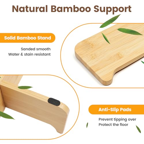 PETTOM Slow Feeder Cat Bowl Elevated Ceramic with Bamboo Stand, Lotus - color: Lotus
