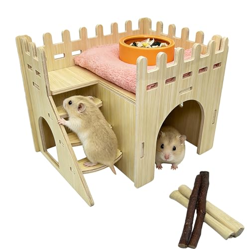 Hamster Hides Wood House Platform Hamster Hideout