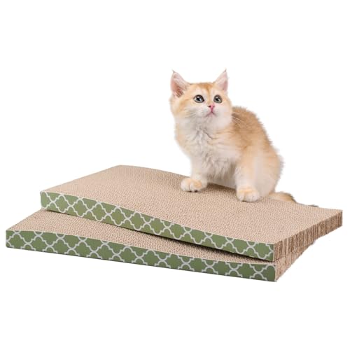 Cat Scratcher Cardboard Scratching Pads Scratch with Catnip 2PCS Reversible Corrugated Cardboard - size: M-2PCS