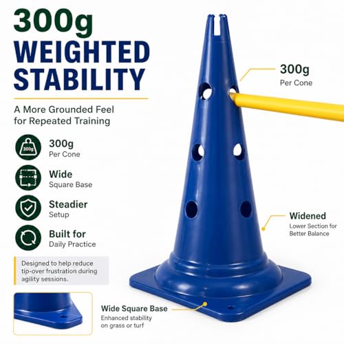 Dog Agility Equipment, 20-Inch Hurdle Set, 10.6 oz Weighted Cones - size: 20-Inch-Blue