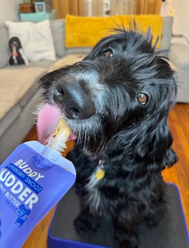BUDDY BUDDER 6 Pack Mixed Flavor Squeeze Packs, 100% Natural Dog Peanut Butter, Healthy Peanut Butter Dog Treats, Made in USA, (4oz Packs) - size: 4 Ounce (Pack of 1)