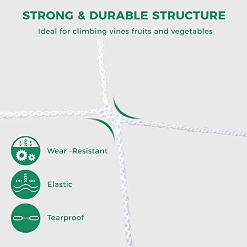 Kikhope Trellis Netting, 3 Packs 5 x 15 ft Heavy-Duty Polyester Plant Trellis Netting Mesh, Square Mesh Net for Climbing Plant, Fruits, Vegetables, Vines, Grow Tents, White - size: 5 x 15 ft ( 3 Packs )