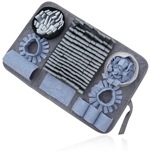Dog Sniffing Mat, Interactive Dog Puzzle Toy, Stress Relief, Enriches Feeding Games The Sniffing mat Helps Slow Down Eating Speed and Keeps Dogs Busy - color: Silver-gray