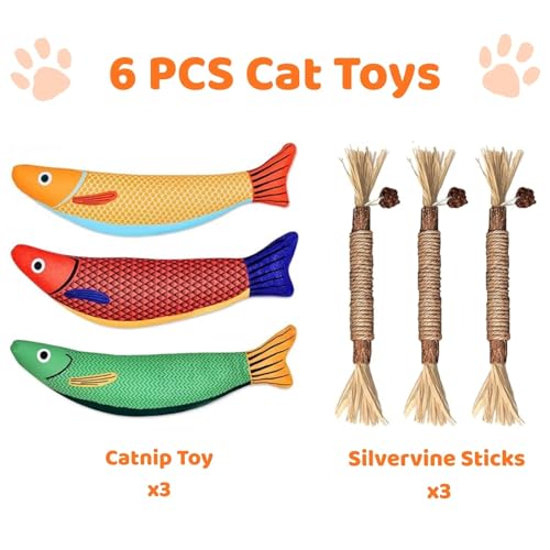 6 Pack Catnip Toys for Indoor Cats, Interactive Cat Toys with Catnip, Chew Kicker, Cat Chew Toy for Adult Cats & Kitten - color: 6 Pack