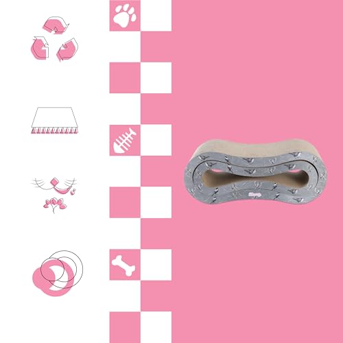 CSR1014E Suvi 26" Modern Cardboard Infinity 2-in-1 Lounge Bed Cat Scratcher with Catnip, Winter Sparrow - color: Gray