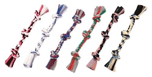 Mammoth Flossy Chews Color Rope Tug – Premium Cotton-Poly Tug Toy for Dogs – Interactive Dog Rope Toy – Tug Dog Chew Toy - size: Mini 10", style: 3 Knot