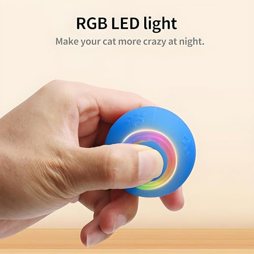 Interactive Cat Ball Toy – Motion Activated, RGB Lighting, 3 Motion Modes-Automatic Cat Ball for Bored Indoor Cats(Blue) - color: Blue