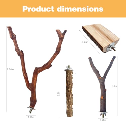 5PCS Bird Perch Stand, Bird Perch Stand Natural Wood Standing - color: Wood