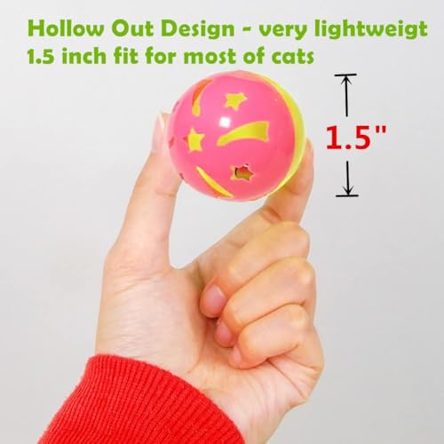 Cat Jingle Balls Toys 20Pcs 10 Styles 1.5" Plastic with Bells - Indoor Kitten Rattle Toy, Gift Box for Safe Play, Training & Interactive Fun - size: 20 Pcs 10 Styles