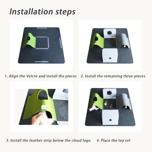 Cat Tunnel Mat for Indoor,4-Way Felt Cats Play Mat Cat Cave for Hide & Seek - color: Dark Gray