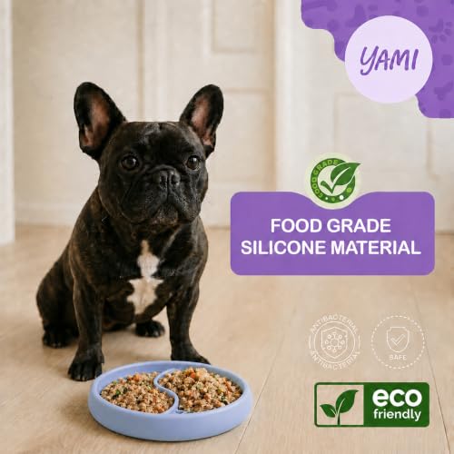 YAMI Dog Lick Bowl, Lick Mat for Dogs, Wet Food Cat Slow Feeder, Freeze Bowl, Enrichment & Puzzle Toy for Anxiety Relief, Food-Grade Silicone, Suction Cups, Dishwasher Fit, for All Breed (Light Blue) - color: Light Blue
