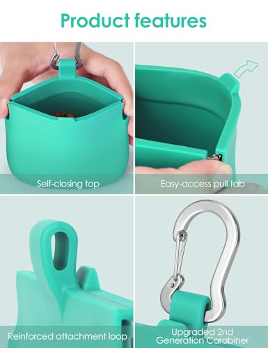 1 Cup Silicone Dog Training Treat Pouch(Turquoise) - color: Turquoise