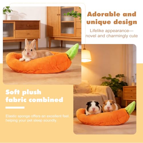 Rabbit Bed Warm Small Dog Cat Sleeping Carrot Banana Beds Bunny Bed Guinea Pig Hideout Bed Thick Soft with Removable Mat,Machine Washable Guinea Pig Cushion (Carrot（18.5 * 11.02 * 3.94）) - color: Carrot（18.5*11.02*3.94）