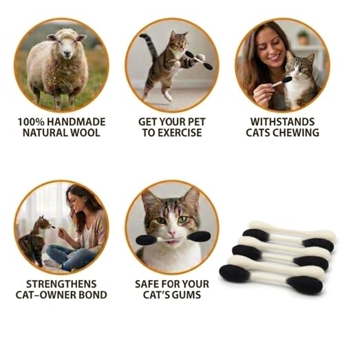 Glaciart One Swabs Cat Toys with Catnip - 6 Pk | Durable for Chew, Cute Cat Toys Interactive Kitty for Boredom, Exercise, & Play | Filled w/Organic Catnip for Anxiety & as Digestive Aid | Gift Idea - color: Monochrome Swabs, size: Regular