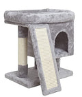 SYANDLVY Small Cat Tree for Indoor Cats, Cat Tower with Scratching Post, Modern Activity House for Large Cats, Condo with Board, Kittens Cave (Light Grey) - color: Light Grey