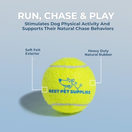 Best Pet Supplies Interactive Squeaky Dog Chew Toy, Ideal Dog Toys for Chewers, Small, Medium & Large Dogs, and Fetch Lovers - Tennis (Yellow), Small (Pack of 4) - color: Tennis (Yellow), size: Small