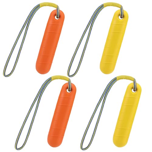PUPTECK Interactive Dog Pool Toys Water Floating Toys Fetch Training Bumpers 4 Pack, Orange & Yellow - color: 4 Pack (Orange & Yellow)