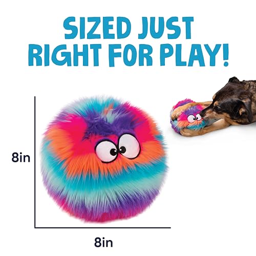 goDog Furballz Squeaky Plush Ball Dog Toy, Chew Guard Technology - Cool Rainbow, Large - color: Furballz (Cool Rainbow)