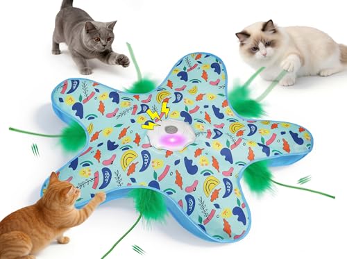 Duckart Interactive Cat Toy - Hide and Seek Automatic Cat Toy with Birdcall, Rechargeable & 3 Speeds, Auto Sleep/Wake Mode Kitten Toys, Safe ABS Material Cat Toys for Bored Indoor Adult Cats