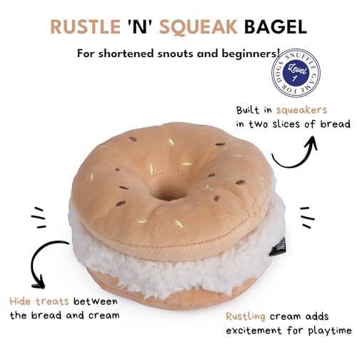 CHEWFFON Dog Squeaky Toy, Interactive Bagel Shape Puzzle Toy - style: Bagel