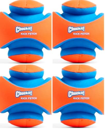 Chuckit! Kick Fetch Ball Dog Toy - Floats in Water - Perfect for Interactive Play - Made with Durable Rubber and Foam - for Large Dogs - Size Large - 8-inch Diameter - 1 Count (Pack of 4) - size: Large (Pack of 4), style: Classic