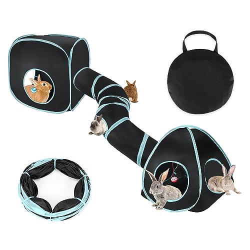 BWOGUE Bunny Tunnels & Tubes, 3-in-1 Collapsible Rabbit Hideout Toy Set - color: Blue