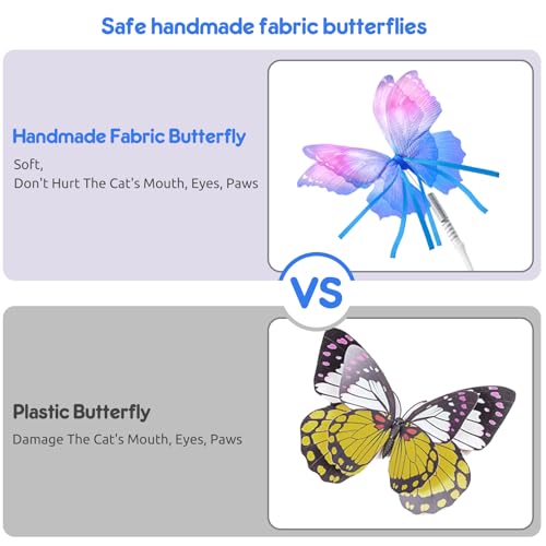 ORSDA3 Pcs Cat Toy Replaceable Butterflies Toy Accessories, Handmade Fabric Butterfly Toys