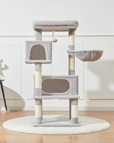 Taoqimiao Cat Tree, 49In Cat Tower for Indoor Cats Large Adult - color: Light Gray, size: 49.2 Inches