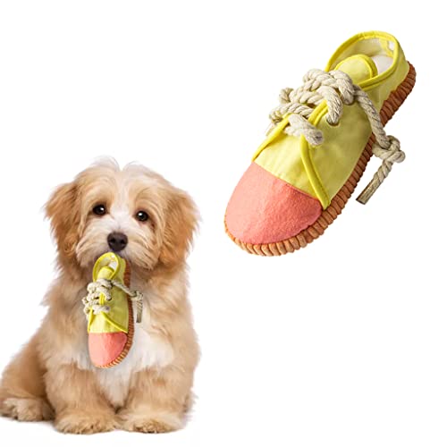 vocheer Durable Dog Chew Toy, Interactive Squeaky Shoe Toy, Yellow - color: Yellow
