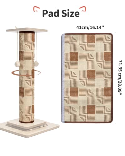 Odoland Cat Scratching Post Replace Mat Natural Sisal Scratcher Pad - color: Geometry (Only Replace Sisal Mat)