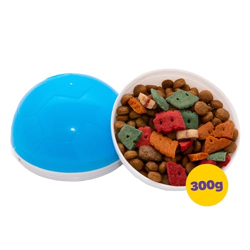 amicus Mini- Treat Dispensing Pets Toys Crazy Ball - PetsTreat Ball, Interactive Dog Feeder, Enrichment Toy for Pets Treat Dispensing, Interactive Pets Toys - Adjustable - Blue&White, 100g/3.5 oz - color: Blue & White, size: 100g