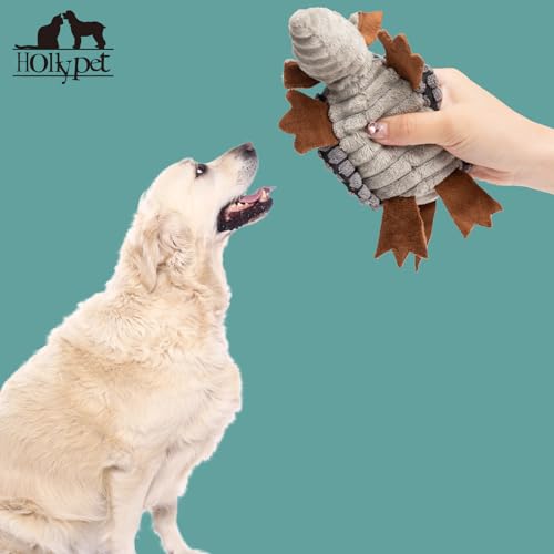 Hollypet Armadillo Squeaky Puppy Dog Toys for Small Medium Dogs, 6" - color: Dark Gray, size: 6 IN