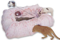 XxingSheep 4-Cave Plush XL Cat Tunnel Bed Indoor Cats Peekaboo Toy Mat Pink - color: Pinkish White