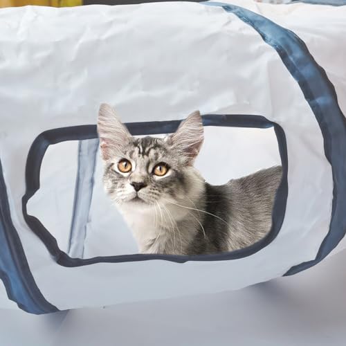 Cat Tunnel, Cat Tunnels for Indoor Cats, S-Shape Foldable Cats Cave - color: S - 2 Way White Gray