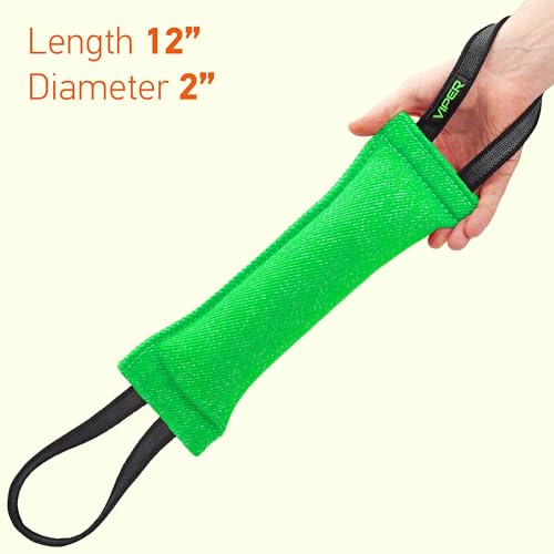 Viper Heavy Duty French Linen Dog Bite Tug Toy - K9 Trainer, Tough and Durable for Dogs Shutzhund IPO K-9 - Green - 12in L x 1.5 W - color: Green, size: 12in L x 1.5in W