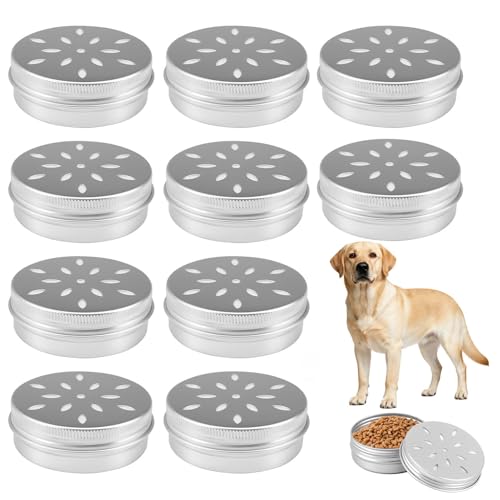 Dog Nose Work Training Tins Set, 10PCS Aluminum Scent Training Containers with Vent Holes, 60ml Round Sniff Kit for Dog Treat Search Games